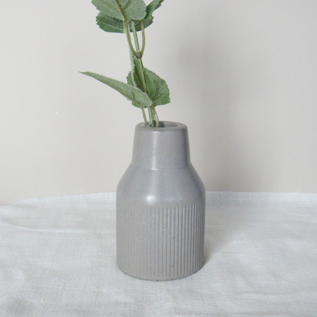 Ribbed Concrete Bud Vase