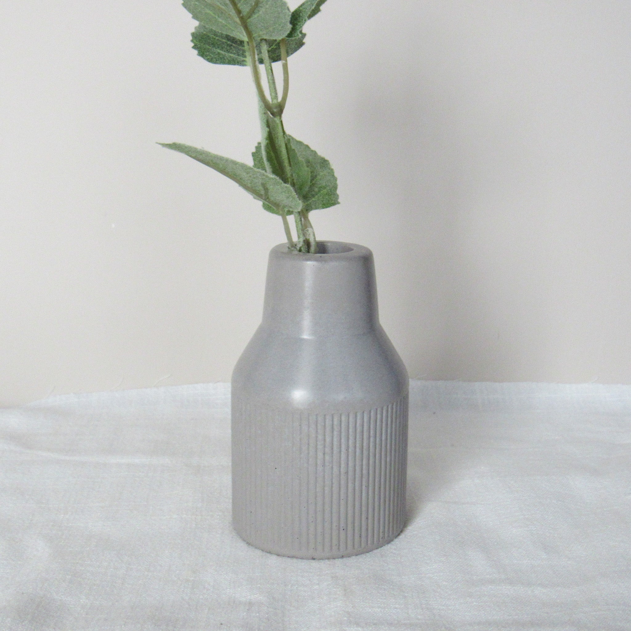 Ribbed Concrete Bud Vase